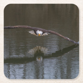 Posavasos Cuadrado De Papel Águila calva en vuelo