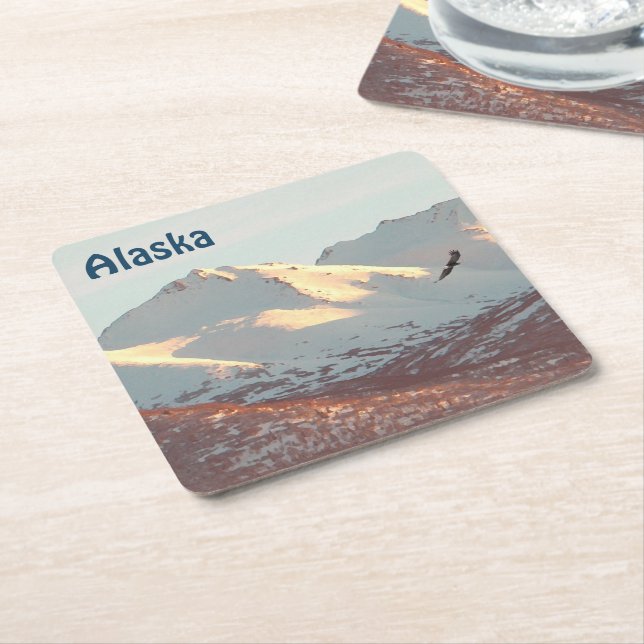 Posavasos Cuadrado De Papel Águila de invierno (En perspectiva)