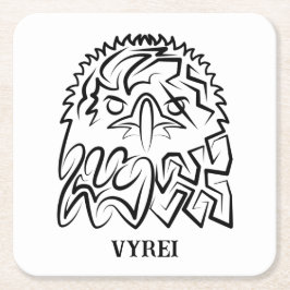 Posavasos Cuadrado De Papel Águila Tribal Negra y Blanca