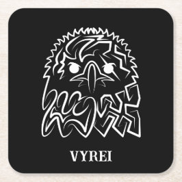 Posavasos Cuadrado De Papel Águila Tribal Negra y Blanca