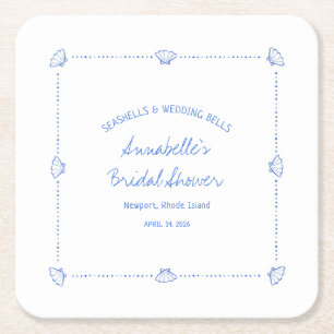 Posavasos Cuadrado De Papel Agujas de la mano y duchas de Boda