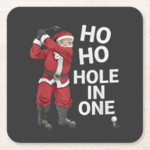 Posavasos Cuadrado De Papel Agujero en Uno Divertido Golf Navidad