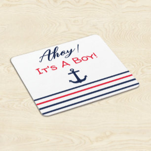 Posavasos Cuadrado De Papel ¡Ahoy es un chico! Baby Shower naumático