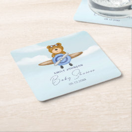 Posavasos Cuadrado De Papel Airplane Teddy Bear
