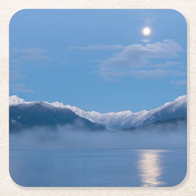 Posavasos Cuadrado De Papel Ajuste de la luna | Seabeck, Washington (Anverso)