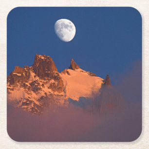 Posavasos Cuadrado De Papel Al amanecer   Aiguille du Plan Chamonix, Francia
