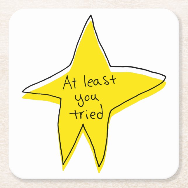 Posavasos Cuadrado De Papel Al Menos Lo Intentaste - Estrella Amarilla (Anverso)