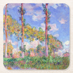 Posavasos Cuadrado De Papel Álamos al sol, Monet