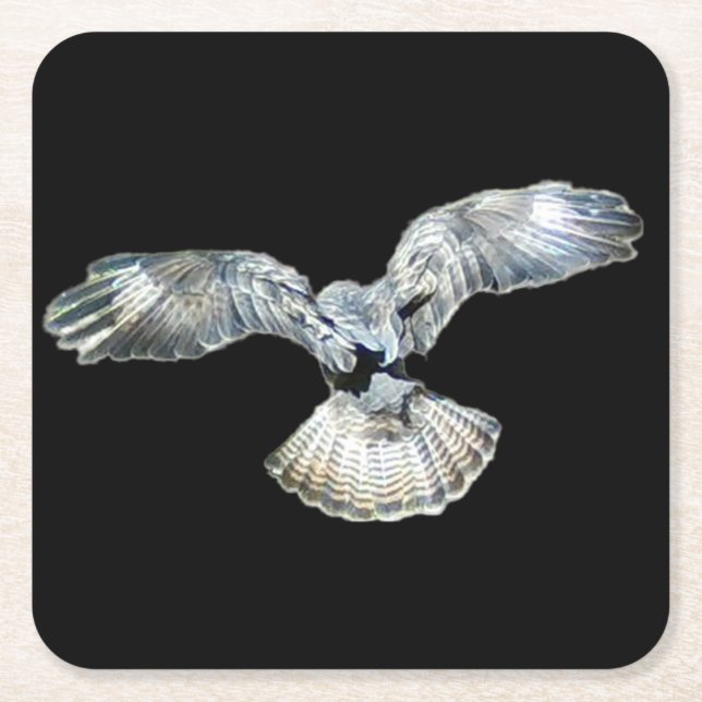 Posavasos Cuadrado De Papel Alas con ventilador de Buzzard y Pascua de Aterriz (Anverso)