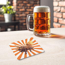 Posavasos Cuadrado De Papel Alas De Búfalo Con Naranja Starburst