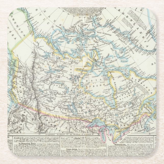 Posavasos Cuadrado De Papel Alaska, Canadá, Groenlandia (Anverso)