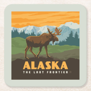 Posavasos Cuadrado De Papel Alaska   Frontier Moose