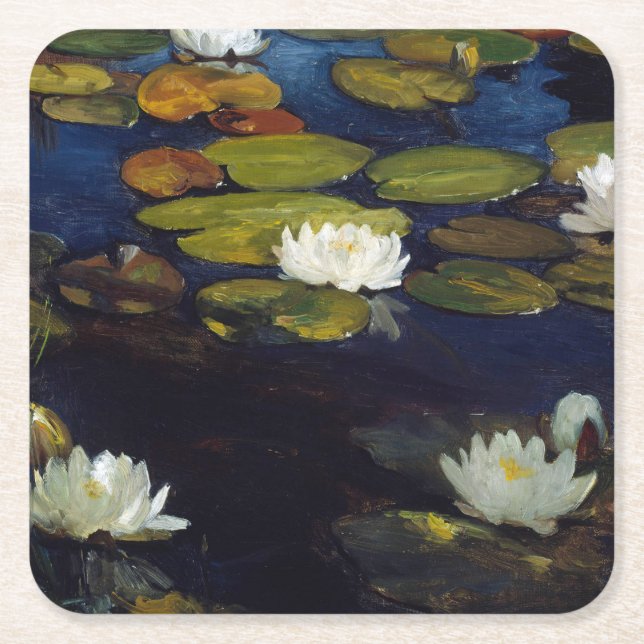 Posavasos Cuadrado De Papel Albert Edelfelt - Water Lilies, Estudio (Anverso)