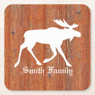 Posavasos Cuadrado De Papel Alces en pino resistido