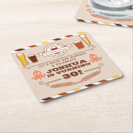 Posavasos Cuadrado De Papel Alegres y cervezas Astras de cumpleaños