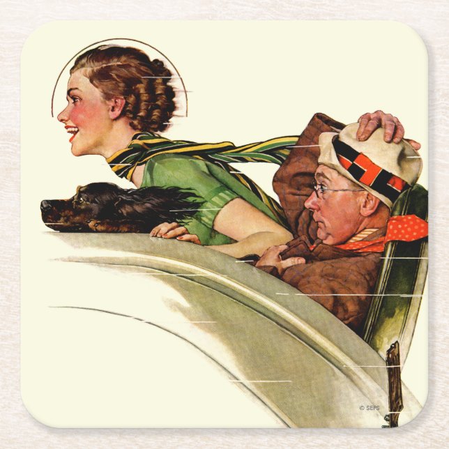 Posavasos Cuadrado De Papel Alegría (Anverso)