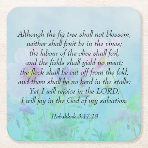 Posavasos Cuadrado De Papel Alegría en el Señor - Habakkuk 3:17,18