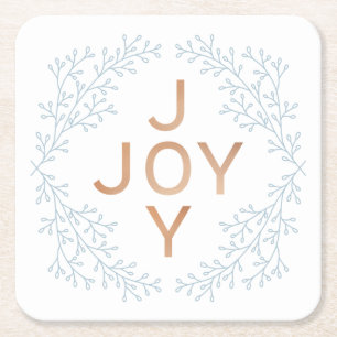 Posavasos Cuadrado De Papel Alegría Navidades Blancos Modernos Y Elegantes
