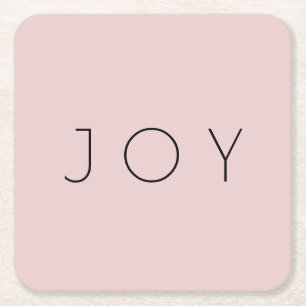 Posavasos Cuadrado De Papel Alegría Rosa Minimalista Oro Patrón de tipograf