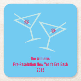 Posavasos Cuadrado De Papel Alegrías del Año Nuevo (personalizadas)