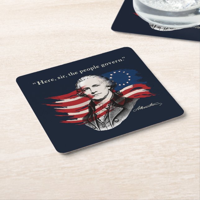 Posavasos Cuadrado De Papel Alexander Hamilton (En perspectiva)