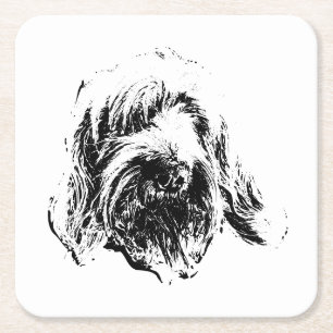 Posavasos Cuadrado De Papel Alfombrilla de perro Spinone – Foto de cabeza con 