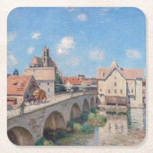 Posavasos Cuadrado De Papel Alfred Sisley - El Puente de Moret