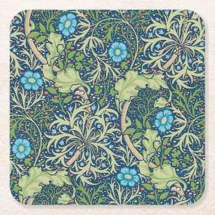 Posavasos Cuadrado De Papel Algas marinas, William Morris