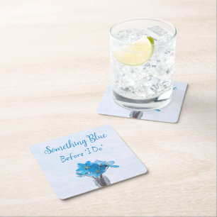 Posavasos Cuadrado De Papel Algo Azul antes de hacer ducha de novia