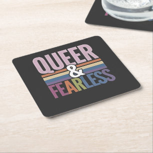 Posavasos Cuadrado De Papel Aliado del mes del Orgullo LGBT, poco audaz y gay