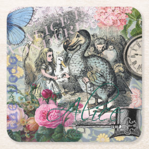 Posavasos Cuadrado De Papel Alice Clásico País de las Maravillas Dodo Arte Ten