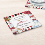 Posavasos Cuadrado De Papel Alicia en el país de las maravillas: Fiesta del té<br><div class="desc">Personalice estos máscaras de papel caprichoso de la Alicia en el Fiesta de té de Wonderland fácil y rápidamente,  simplemente pulse el botón Editar usando herramientas de diseño para reorganizar y formatear el estilo y la ubicación del texto. (c) El estudio Happy Cat Studio.</div>