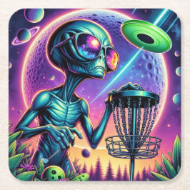 Posavasos Cuadrado De Papel Alien Disk Golf