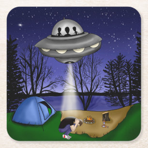 Posavasos Cuadrado De Papel Alivio de secuestro extraterrestre de OVNI