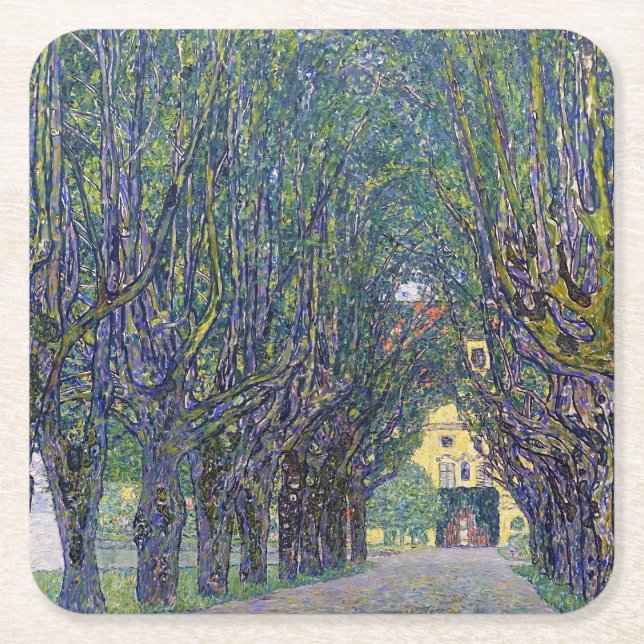 Posavasos Cuadrado De Papel Allee en Schloss Kammer, Gustav Klimt (Anverso)
