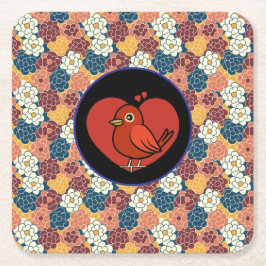 Posavasos Cuadrado De Papel allover flower design