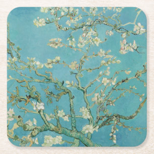 Posavasos Cuadrado De Papel Almendros en Flor de Vincent Van Gogh Arte Fino