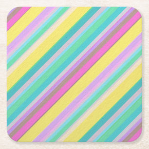 Posavasos Cuadrado De Papel Almohada decorativa de rayas coloridas