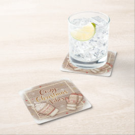 Posavasos Cuadrado De Papel Almohada Decorativa Vibraciones Navideñas Acogedor