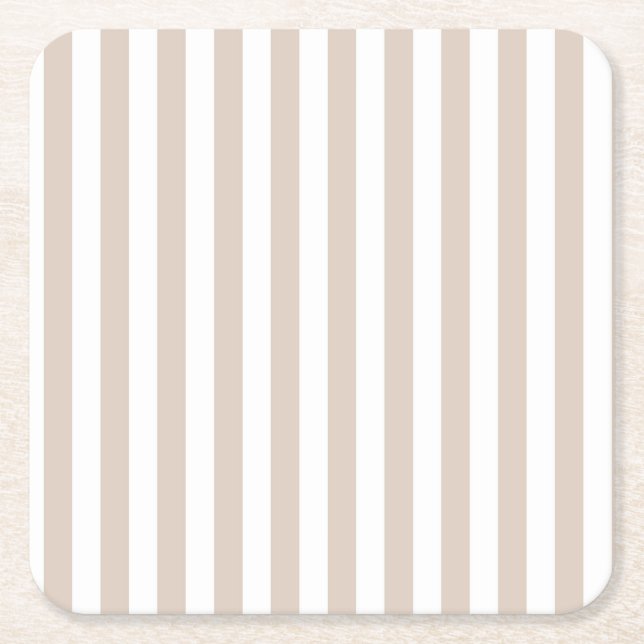 Posavasos Cuadrado De Papel Almond & White Stripes (Anverso)