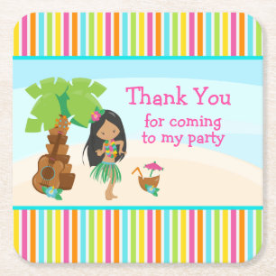 Posavasos Cuadrado De Papel Aloha Cute African American 'Gracias por venir'