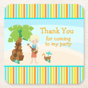Posavasos Cuadrado De Papel Aloha Cute Blonde Hair 'Gracias por venir'