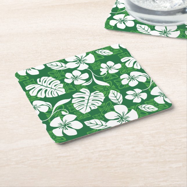 POSAVASOS CUADRADO DE PAPEL ALOHA FRIDAY (VERDE) (En perspectiva)