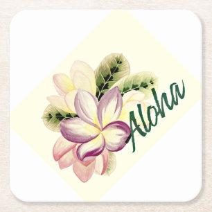 Posavasos Cuadrado De Papel Aloha Plumeria