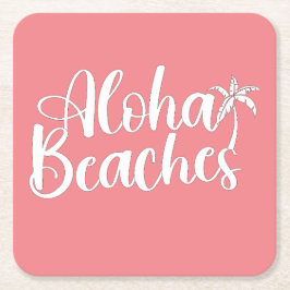 Posavasos Cuadrado De Papel Aloha Tropical Beach