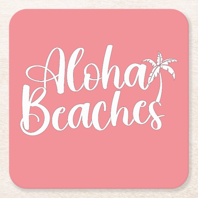 Posavasos Cuadrado De Papel Aloha Tropical Beach (Anverso)