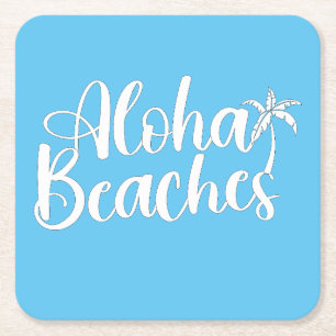 Posavasos Cuadrado De Papel Aloha Tropical Beach