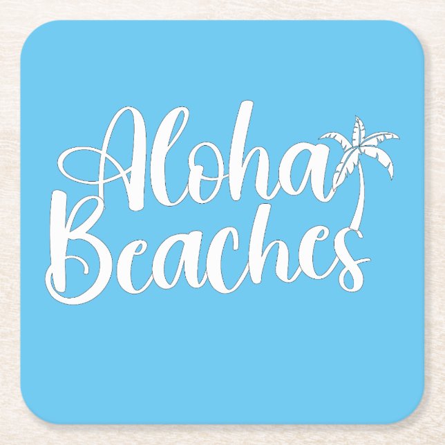 Posavasos Cuadrado De Papel Aloha Tropical Beach (Anverso)