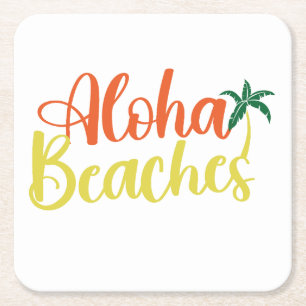 Posavasos Cuadrado De Papel Aloha Tropical Beach