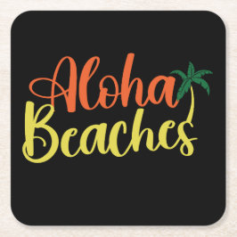 Posavasos Cuadrado De Papel Aloha Tropical Beach design